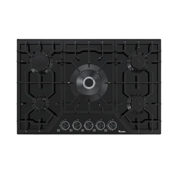 Plaque encastrable Vanilla 02 5 Feux Black glass 75 cm CONDOR